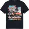 Black Retro Racing Graphic T-Shirt with Car and Checkered Flags