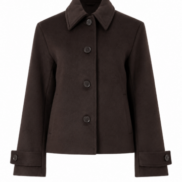 Dark Brown Classic Four-Button Coat with Buttoned Cuffs