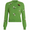 Green Bee Pattern Knit Sweater