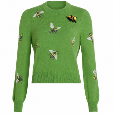 Green Bee Pattern Knit Sweater