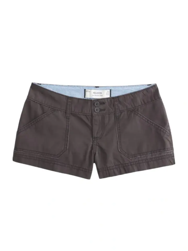 Dark Grey Straight Fit Denim Shorts with Contrast Stitching