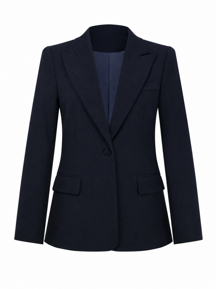 Classic Navy Tailored Blazer with Notch Lapel