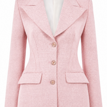 Heathered Light Pink Fitted Blazer with Peak Lapel