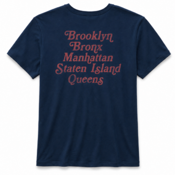 Navy Short-Sleeve T-Shirt with NYC Boroughs Back Print