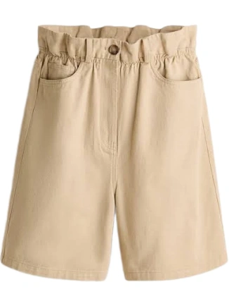 Khaki Paperbag Waistband Shorts