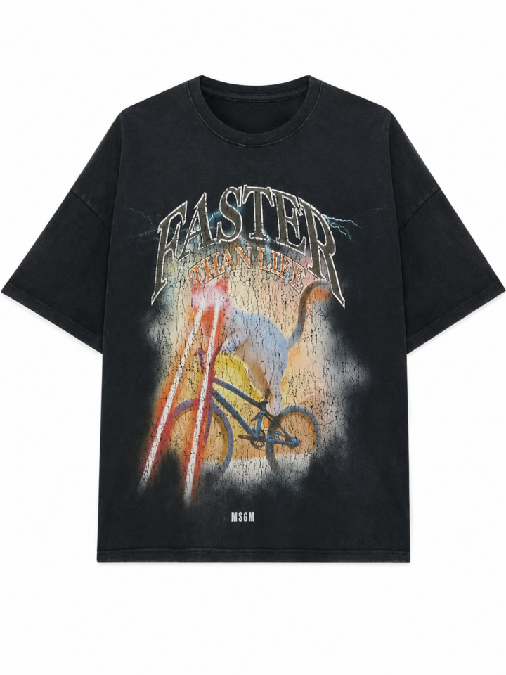 Faded Black Oversized Graphic Tee