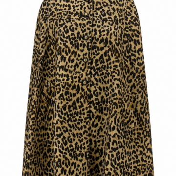 Leopard Print Cape Coat with Pointed Collar