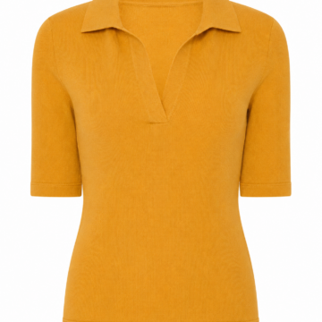 Mustard Yellow Slim Fit Polo Top with Johnny Collar