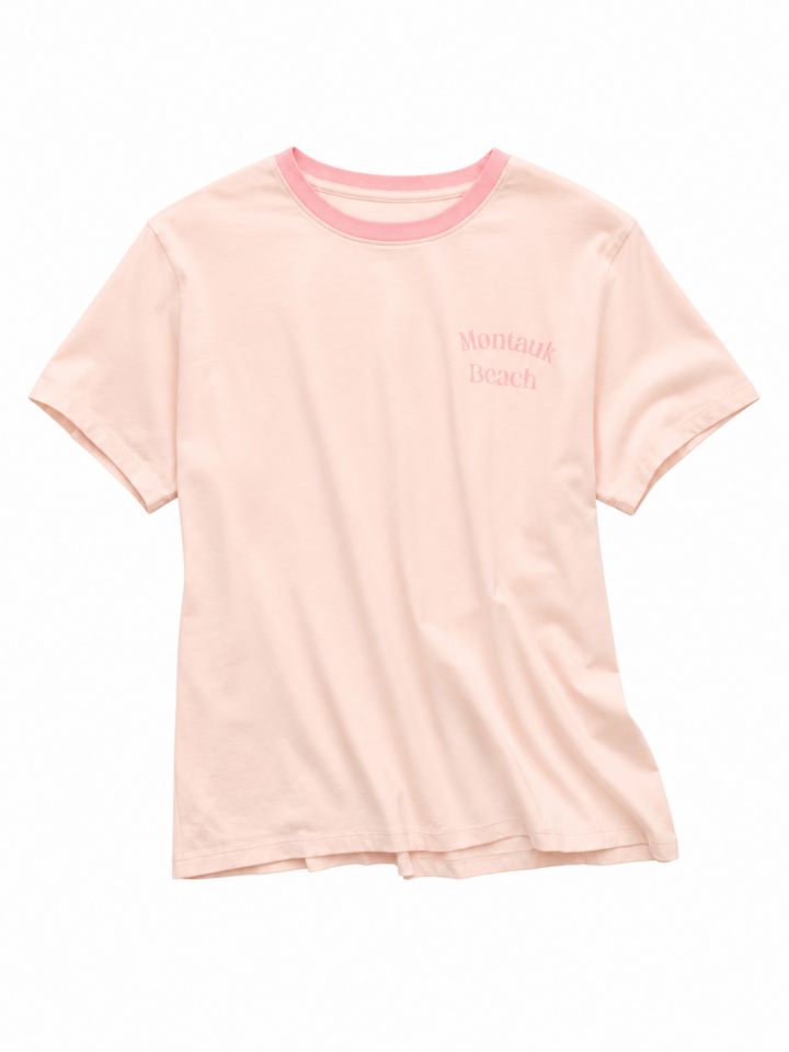 Light Pink Montauk Beach Graphic T-Shirt
