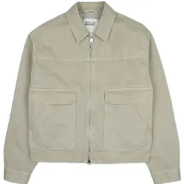 Light Beige Relaxed Boxy Zip-Up Jacket