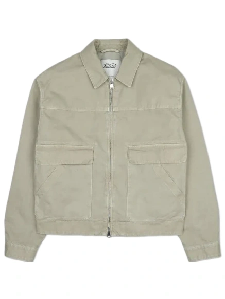 Light Beige Relaxed Boxy Zip-Up Jacket