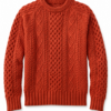Rust Orange Classic Cable Knit Sweater