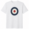 White Crewneck T-Shirt with Red and Navy Circular Graphic