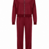 Burgundy Zip-Up Bomber Jacket and Straight-Leg Pants Tracksuit Set
