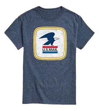 Heather Navy Blue Graphic T-Shirt with USPS Eagle Print