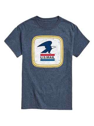 Heather Navy Blue Graphic T-Shirt with USPS Eagle Print