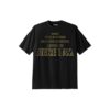 Black Graphic T-Shirt with Gold Text Print