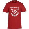 Red Fitness Graphic T-Shirt with Barbell Design