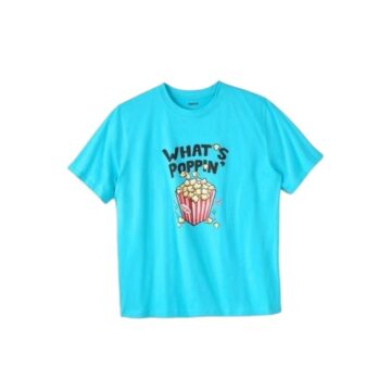 Cyan Popcorn Graphic T-Shirt