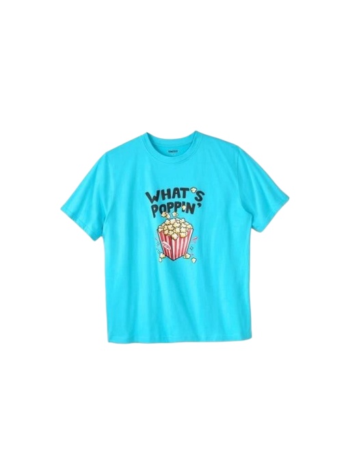 Cyan Popcorn Graphic T-Shirt